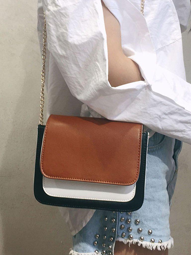 Color Block Flap Chain Bag-accessories-Des Mess