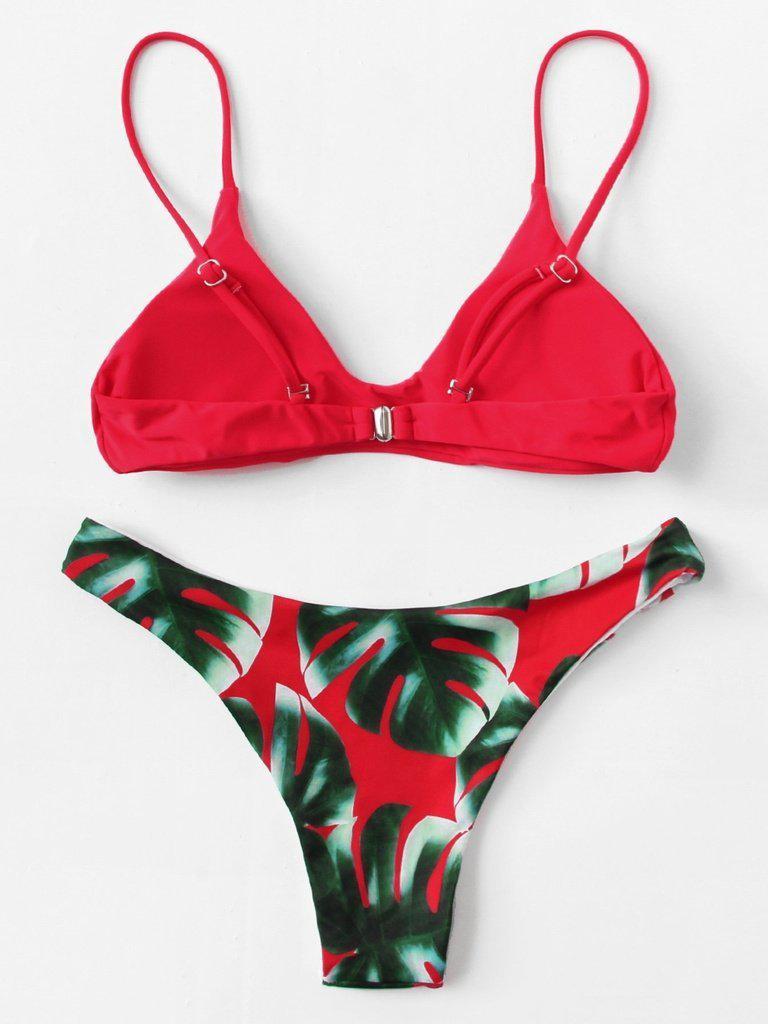 Palm Print Bikini Set-swimwear-Des Mess
