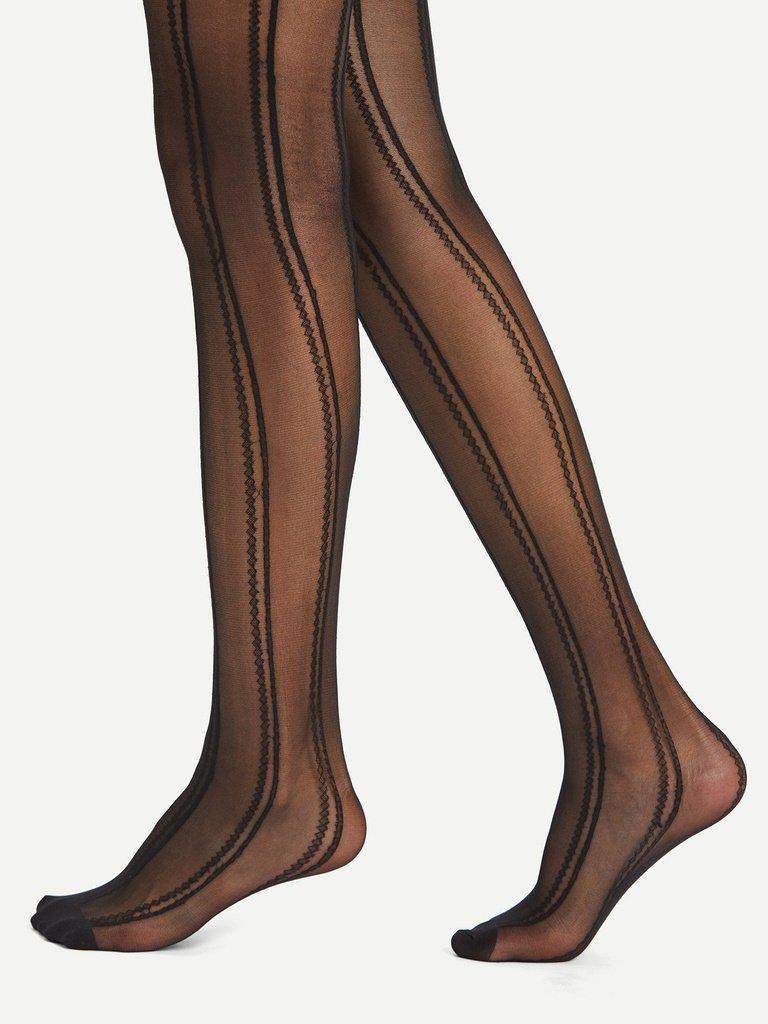 Embroidered Detail Pantyhose Stockings-accessories-Des Mess