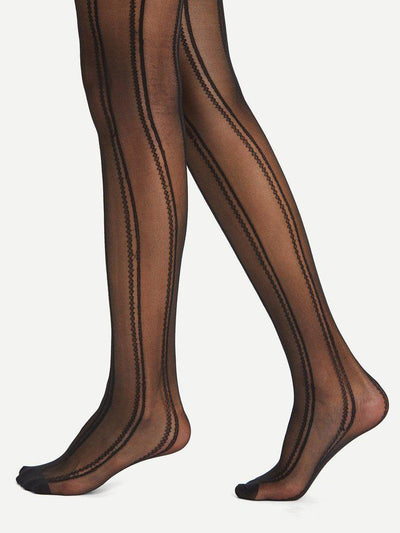 Embroidered Detail Pantyhose Stockings-accessories-Des Mess