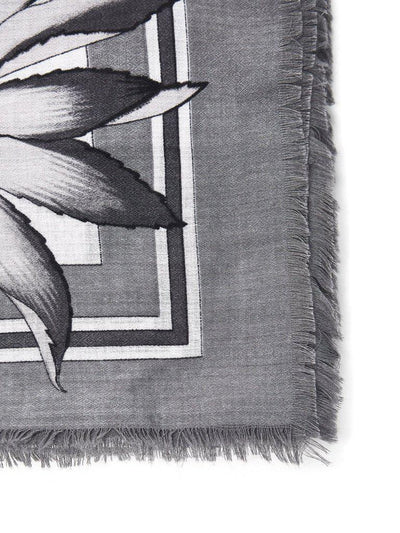 Frayed Trim Flower Print Scarf-accessories-Des Mess
