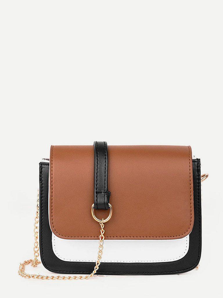 Color Block Flap Chain Bag-accessories-Des Mess