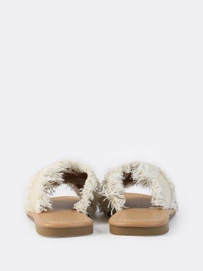 Raw Trim Cross Band Denim Flip Flops-shoes-Des Mess
