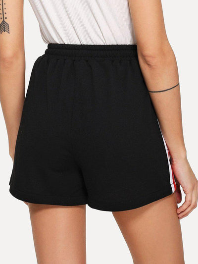 Striped Tape Side Drawstring Waist Shorts-bottom-Des Mess