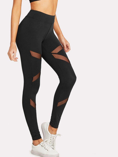 Mesh Insert Skinny Leggings-bottom-Des Mess