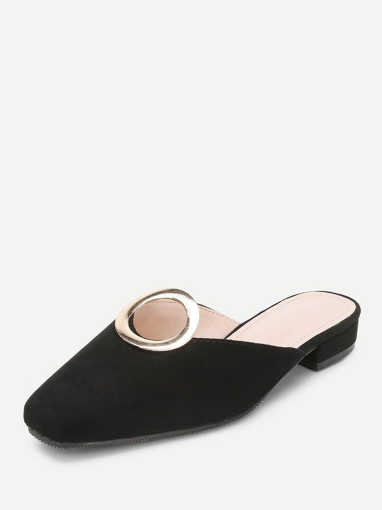 Ring Front Square Toe Suede Flats-shoes-Des Mess
