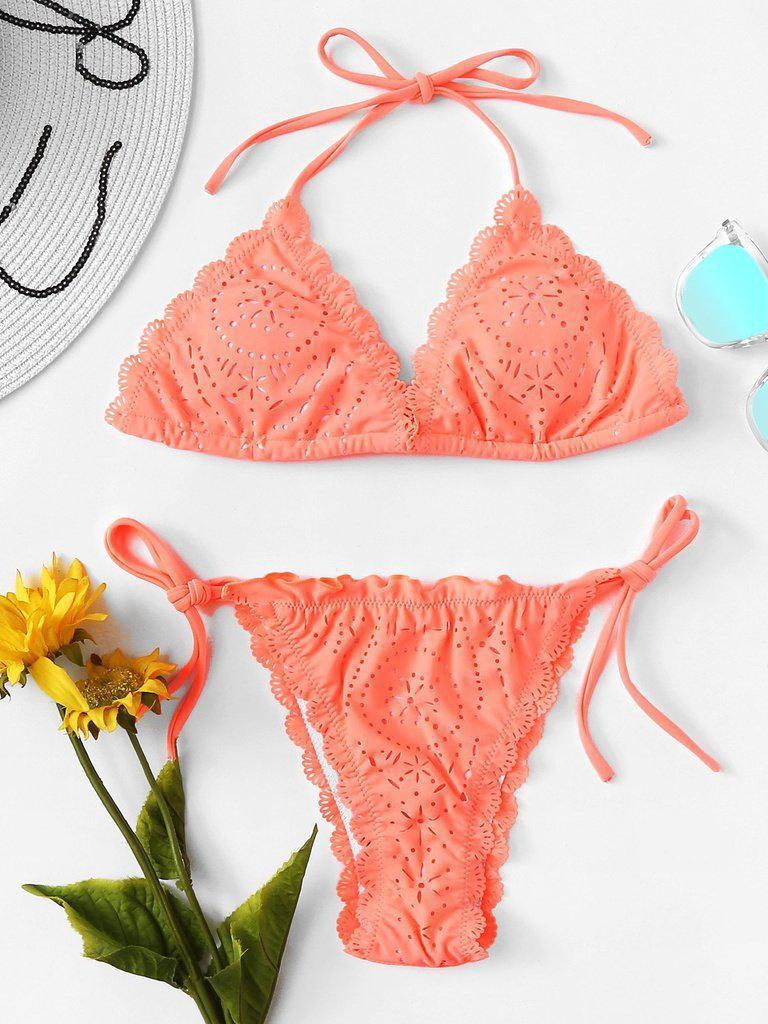 Scalloped Trim Bikini Set--Des Mess