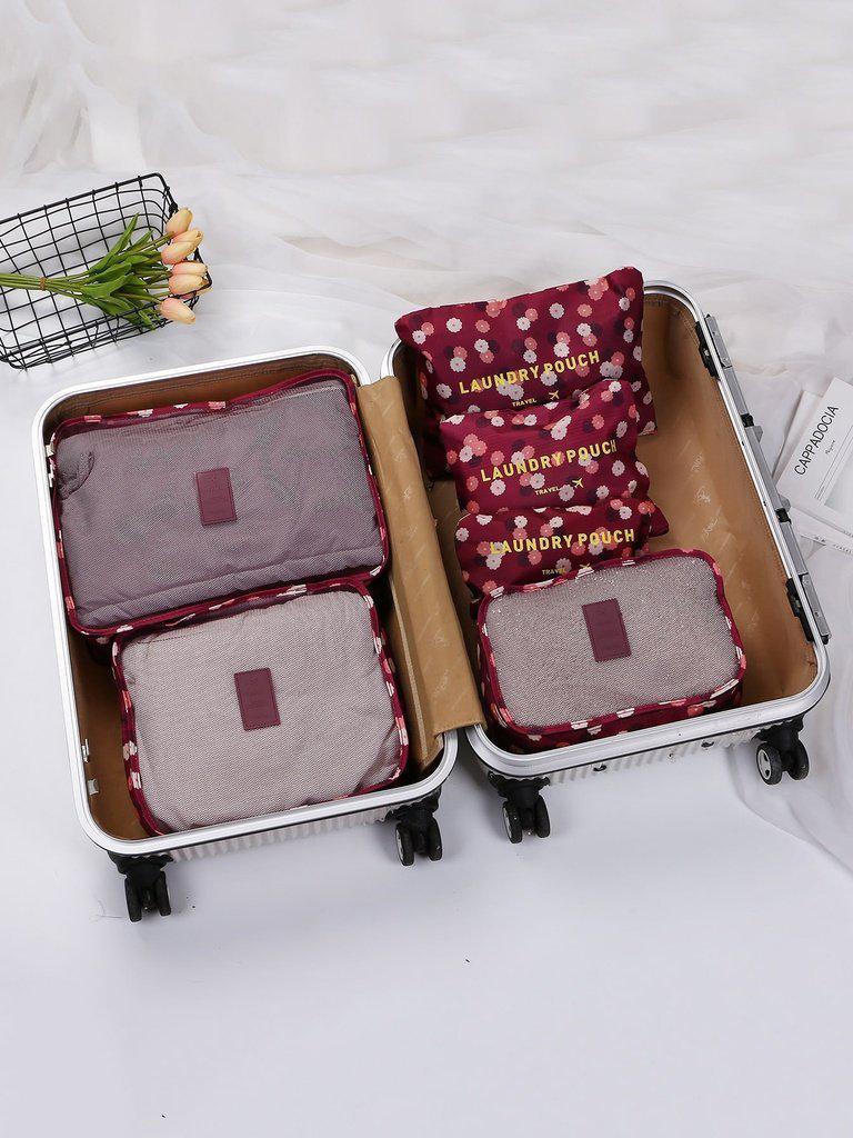 6 Pcs Travel Bags Set Floral Storage Bag-others-Des Mess