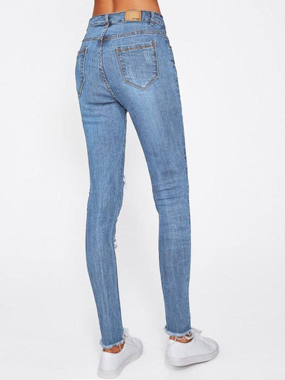 Frayed Hem Ripped Jeans-bottom-Des Mess