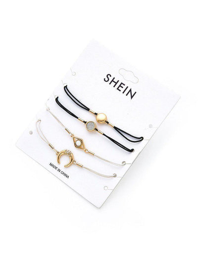 Horn & Round Charm Drawstring Bracelet Set--Des Mess