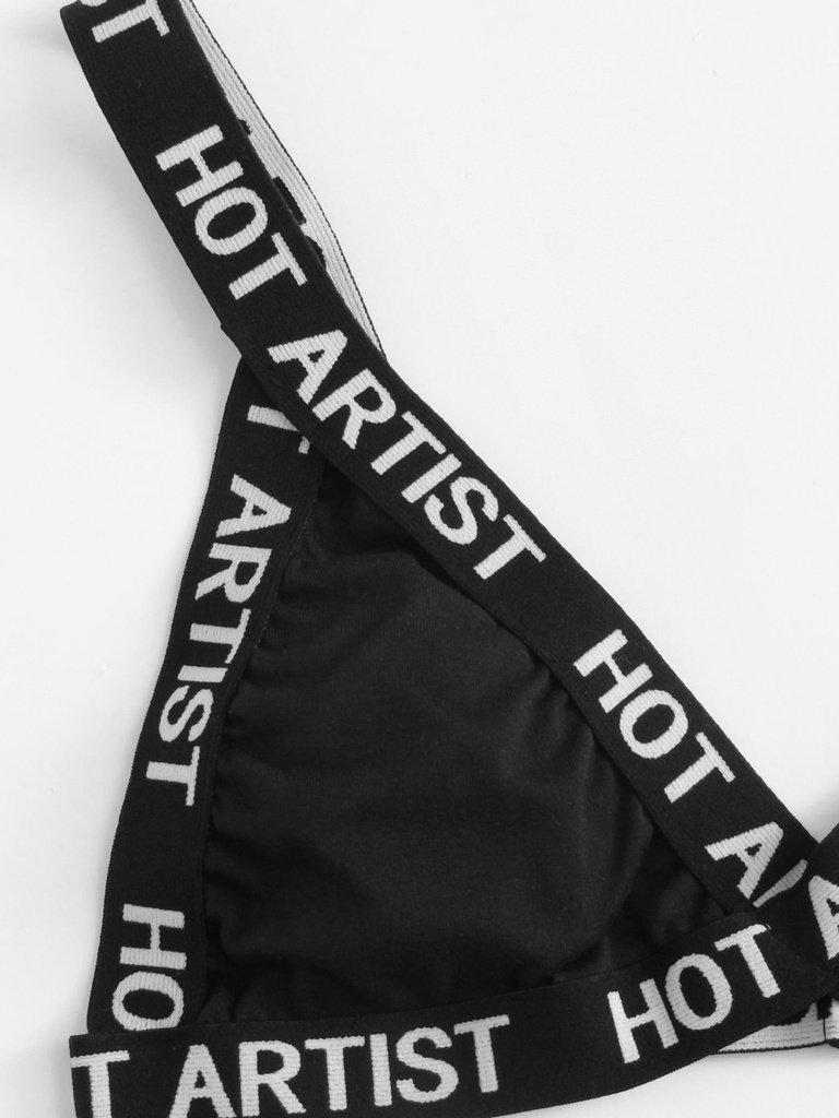 Letter Print Trim Lingerie Set-lingerie-Des Mess