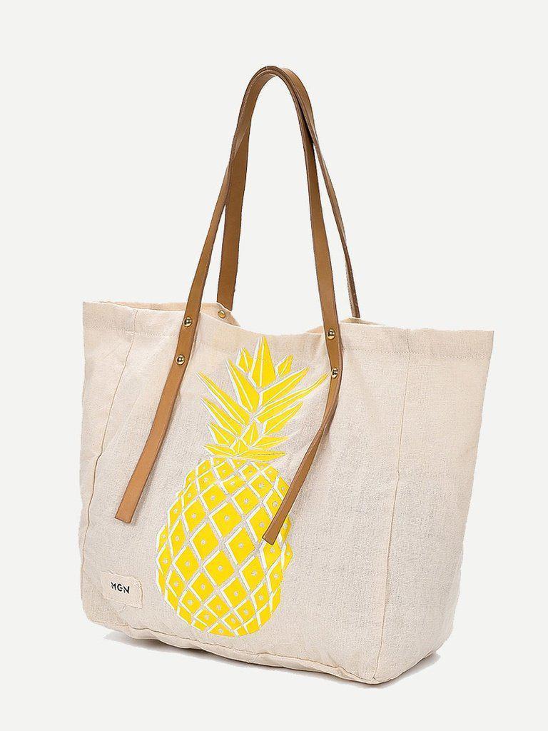 Pineapple Print Tote Bag-accessories-Des Mess