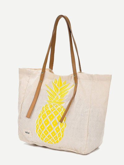 Pineapple Print Tote Bag-accessories-Des Mess