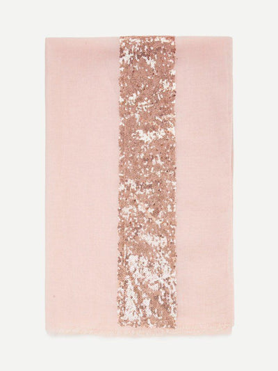 Contrast Sequin Panel Raw Edge Scarf-accessories-Des Mess