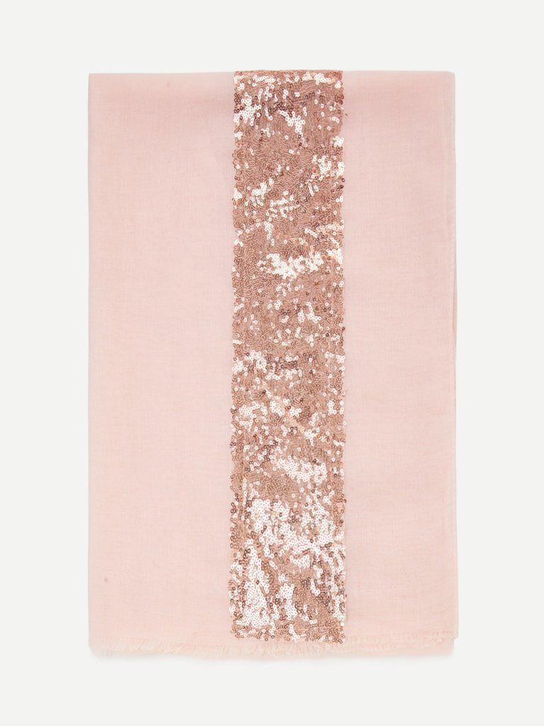 Contrast Sequin Panel Raw Edge Scarf-accessories-Des Mess