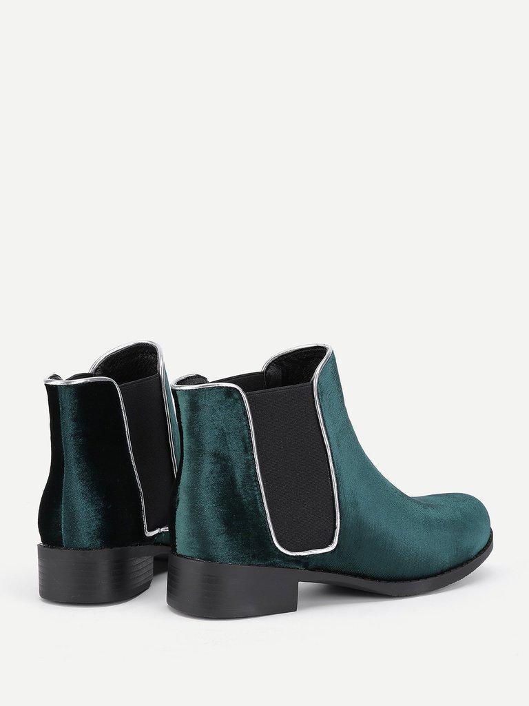Round Toe Velvet Chelsea Boots-shoes-Des Mess
