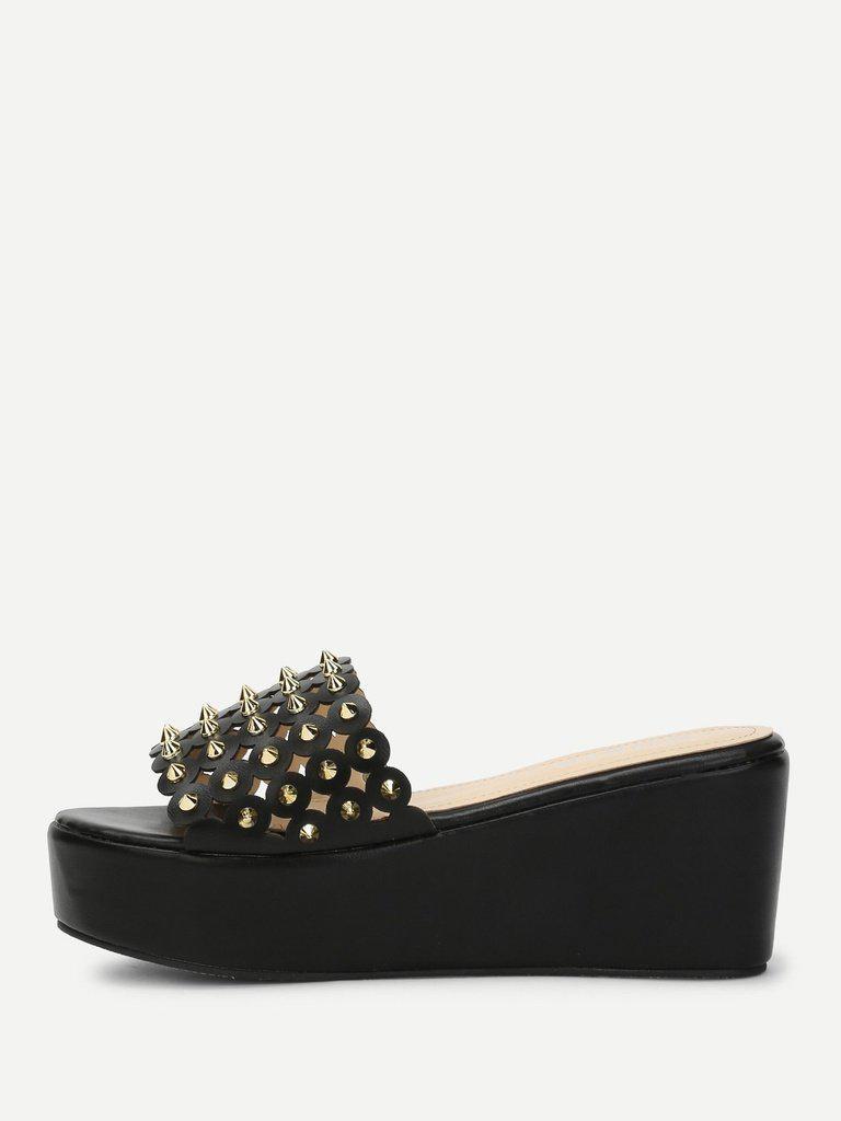 Rivet Cut Out Sandals-shoes-Des Mess