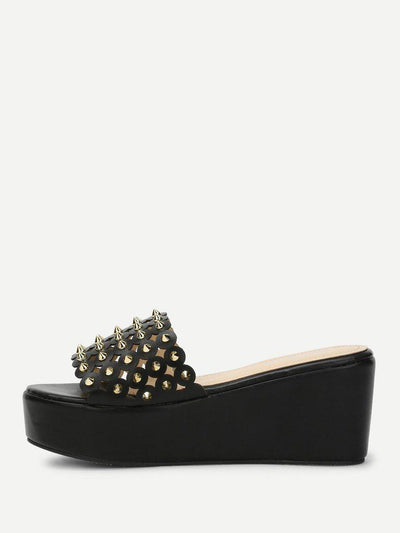 Rivet Cut Out Sandals-shoes-Des Mess