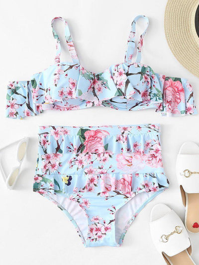 Flower Print Flounce Swimsuit--Des Mess