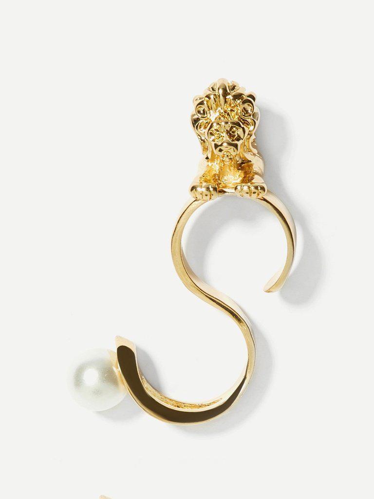Faux Pearl S Shaped Cuff Ring-jewelry-Des Mess