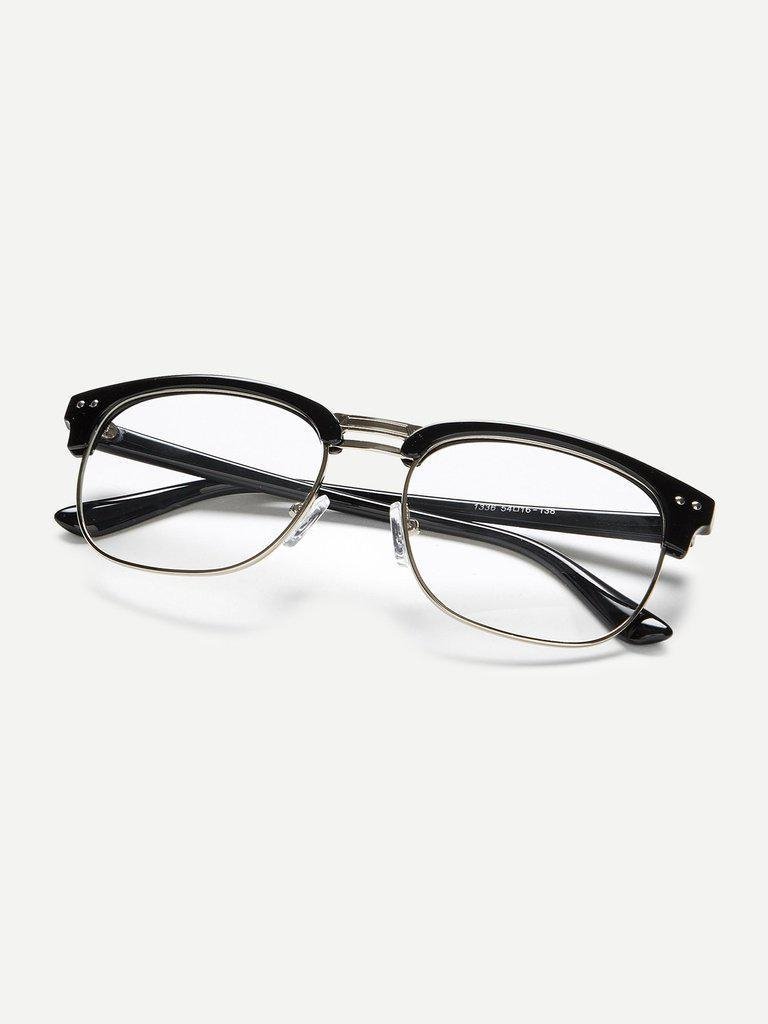 Black Open Frame Silver Trim Glasses-accessories-Des Mess