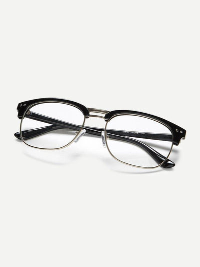 Black Open Frame Silver Trim Glasses-accessories-Des Mess