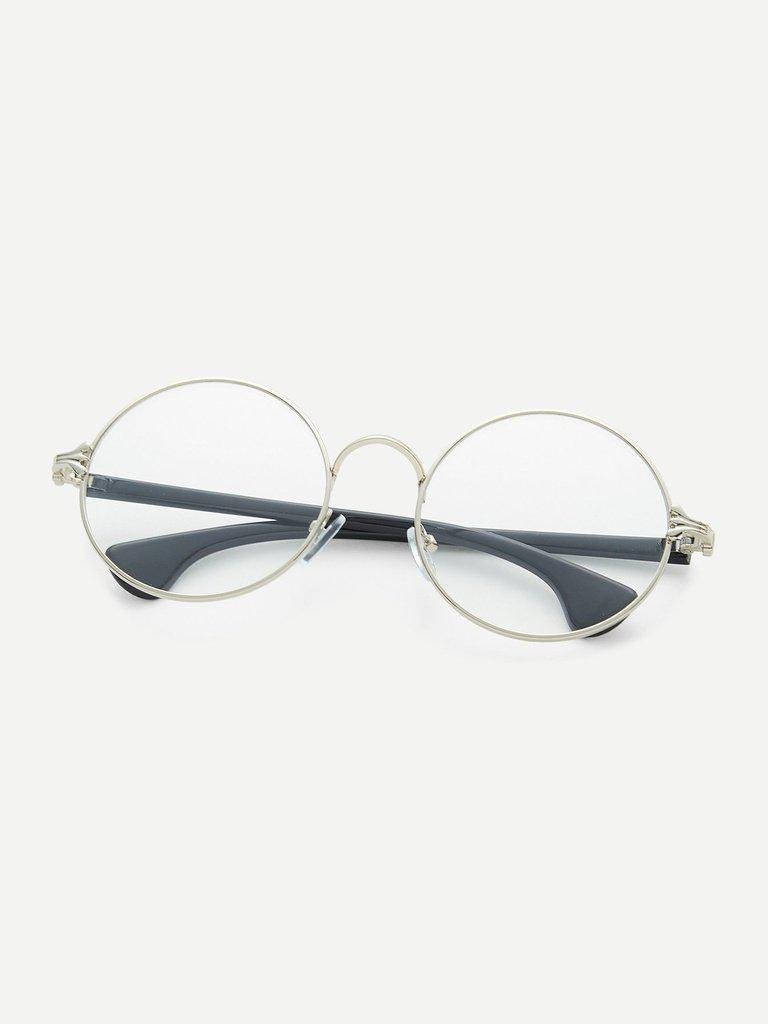 Silver Frame Black Arm Clear Lens Glasses-accessories-Des Mess