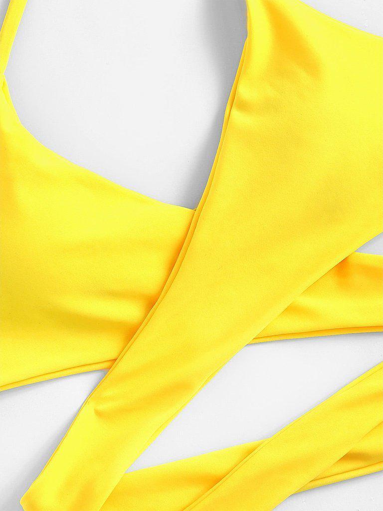 Pineapple Print Wrap Self Tie Bikini Set-swimwear-Des Mess