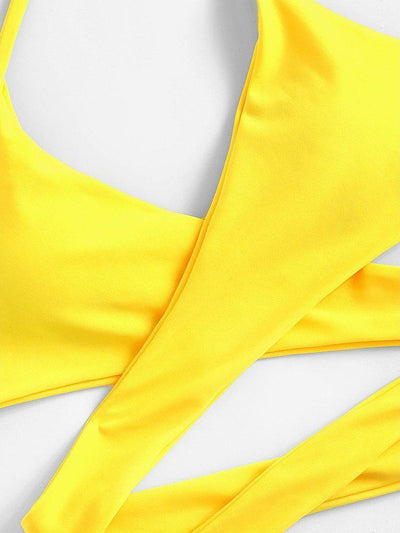 Pineapple Print Wrap Self Tie Bikini Set-swimwear-Des Mess