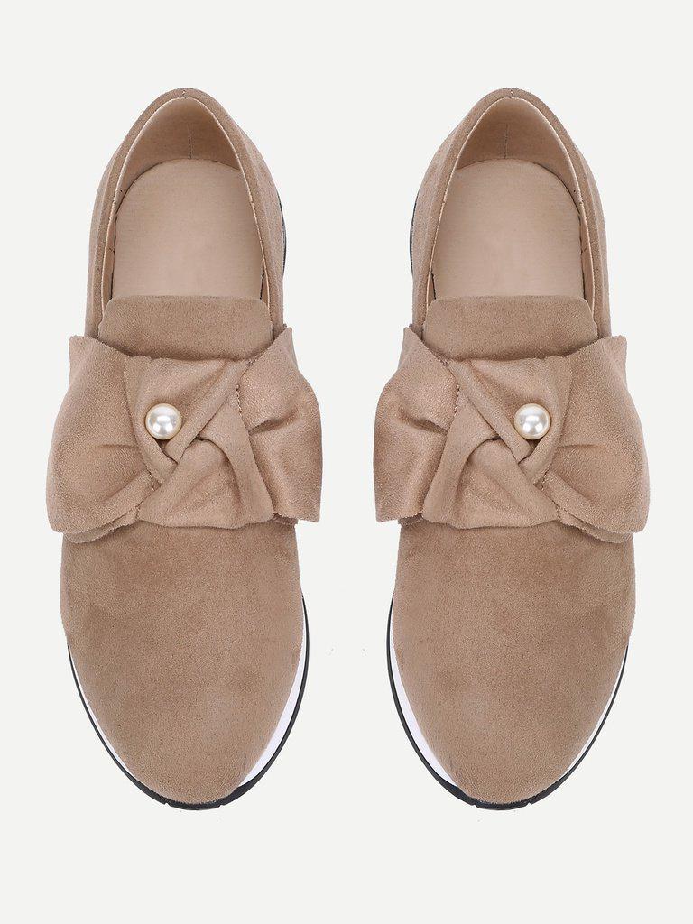 Bow Decorated Low Top Sneakers-shoes-Des Mess
