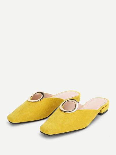 Ring Front Square Toe Suede Flats-shoes-Des Mess