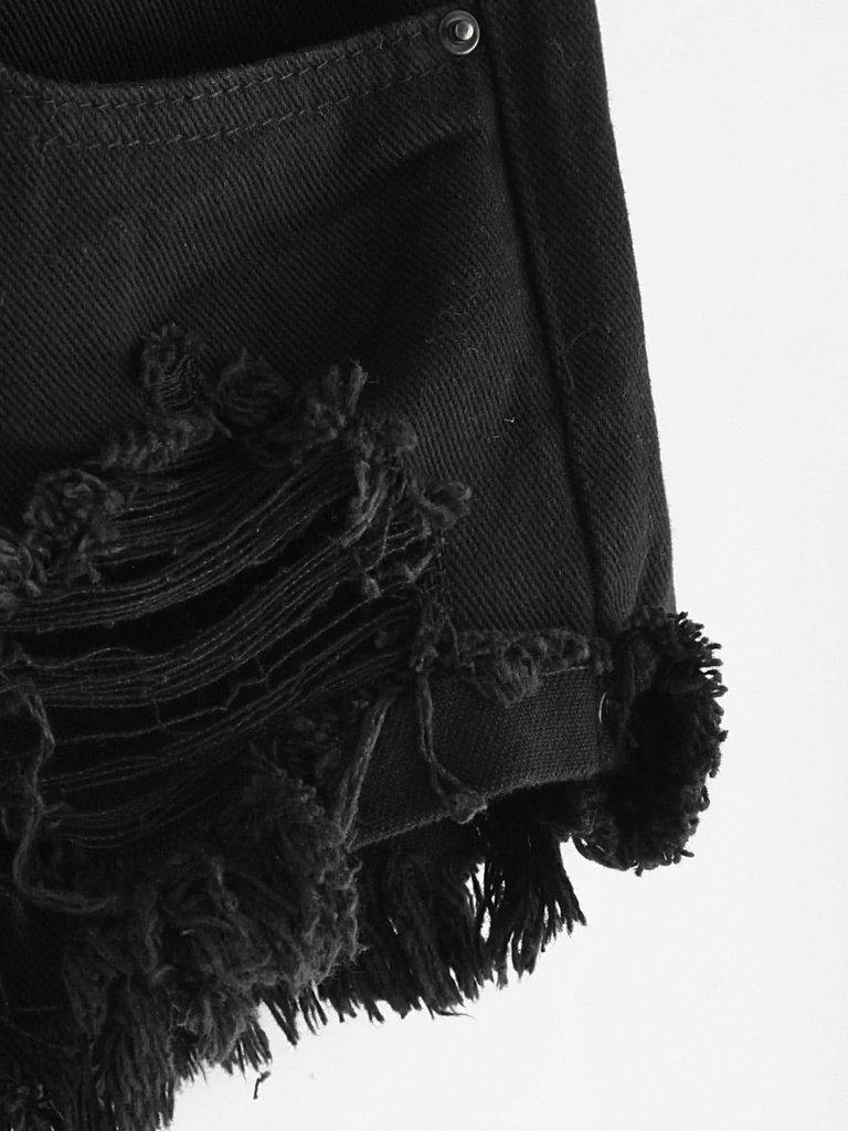 Ripped Frayed Hem Denim Shorts-bottom-Des Mess