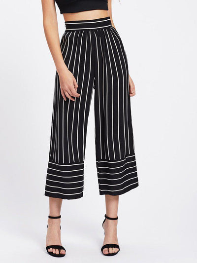 Striped Wide Leg Pants-bottom-Des Mess