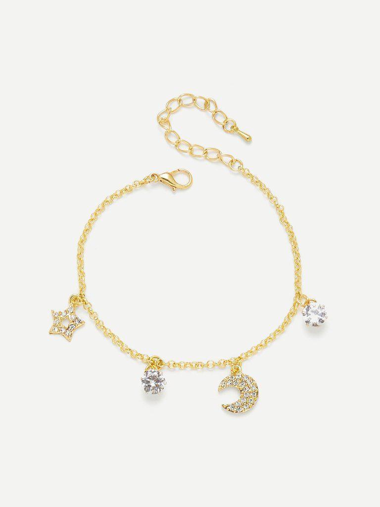 Star & Moon Charm Link Bracelet--Des Mess