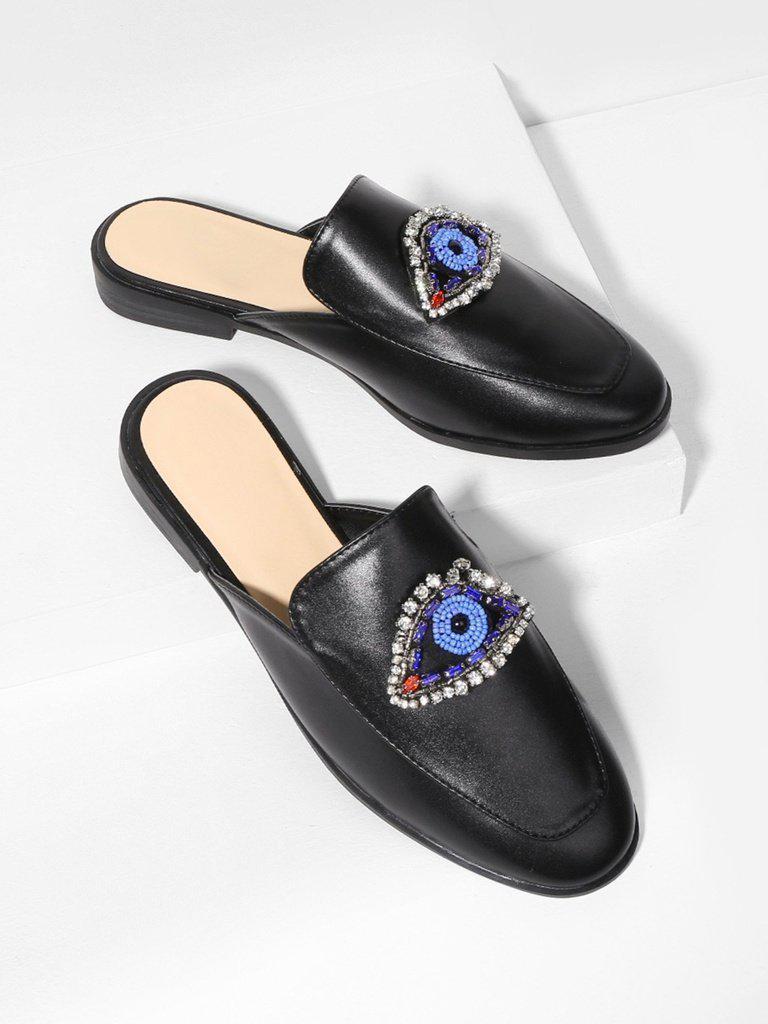 Rhinestone Eye Loafer Mules-shoes-Des Mess