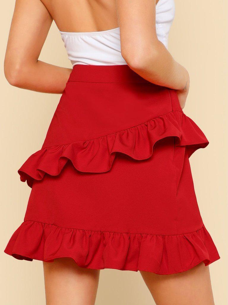 Asymmetric Layered Ruffle Skirt-bottom-Des Mess