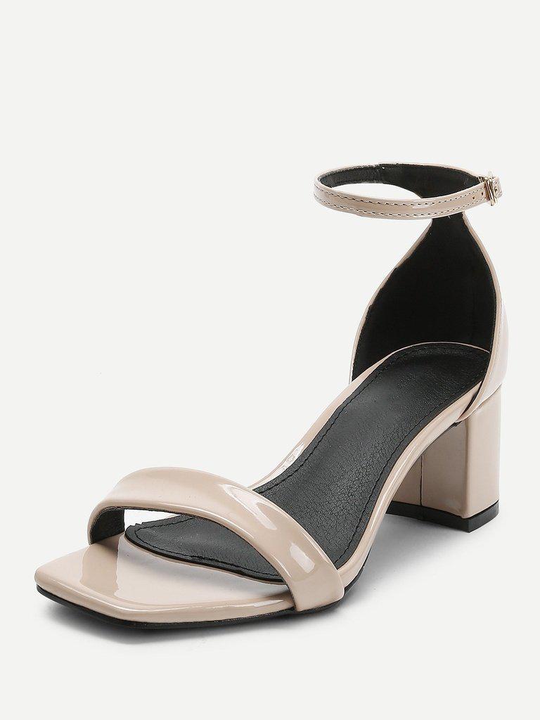 Square Toe Chunky Heeled Sandals-shoes-Des Mess