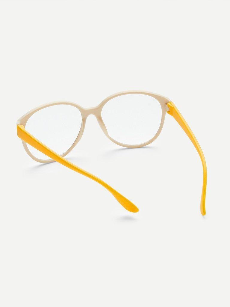 Two Tone Frame Flat Len Glasses-accessories-Des Mess