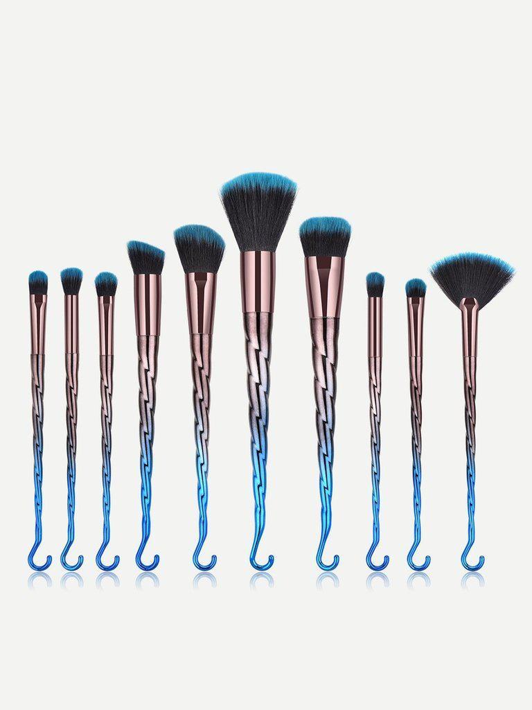 Ombre Hook Handle Makeup Brush 10pcs--Des Mess