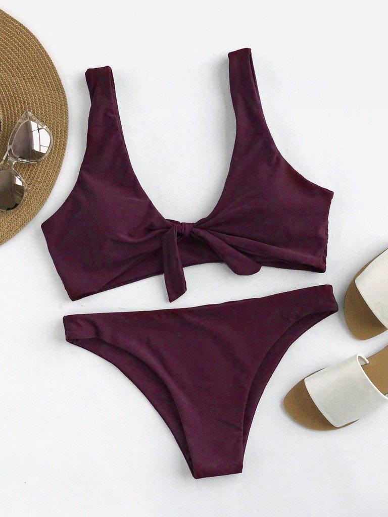 Knot Front Bikini Set-swimwear-Des Mess