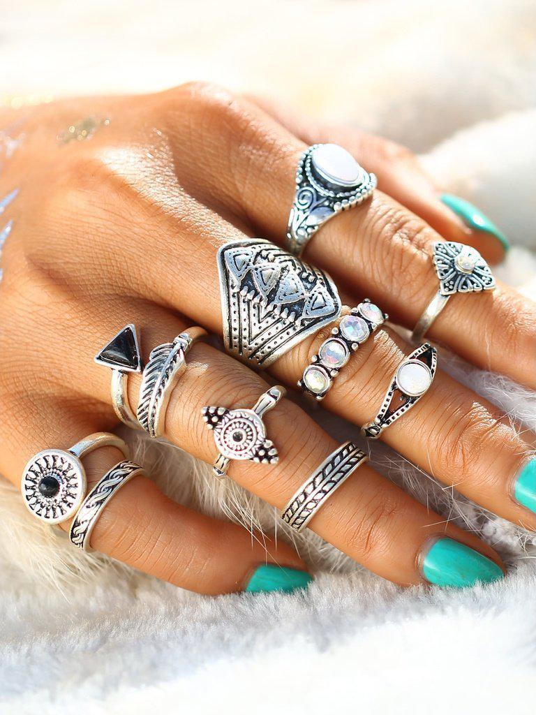 Geometric Design Ring Set 10pcs-jewelry-Des Mess