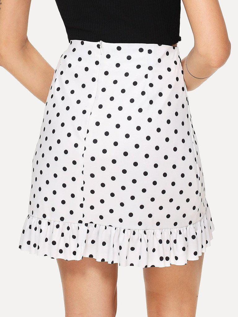 Striped Ruffle Hem Overlap Skirt-bottom-Des Mess