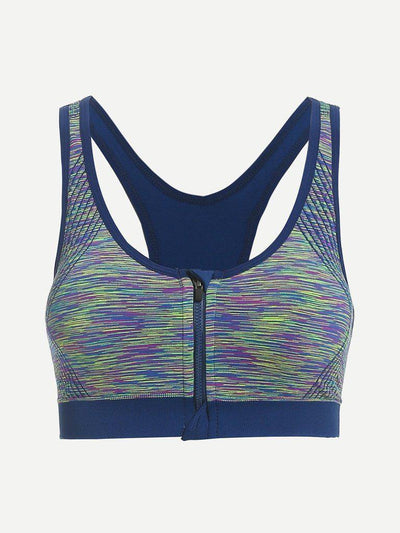 Zipper Front Sports Bra-sportswear-Des Mess