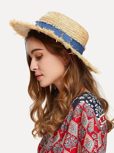 Raw Edge Straw Boater Hat--Des Mess