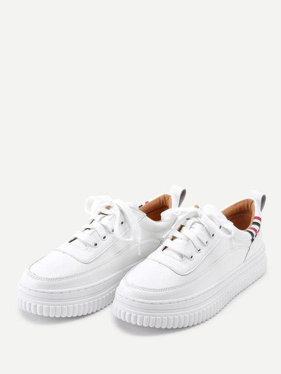 Striped Detail Lace Up Sneakers-shoes-Des Mess