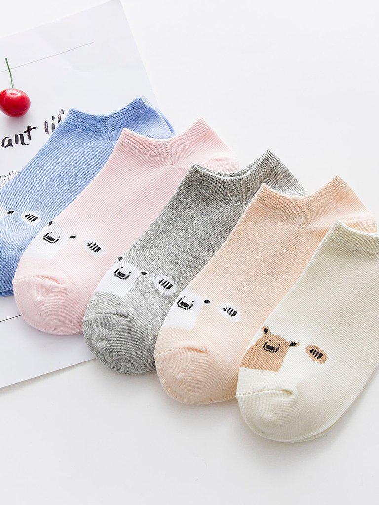 Cat Pattern Invisible Socks 5Pairs-accessories-Des Mess