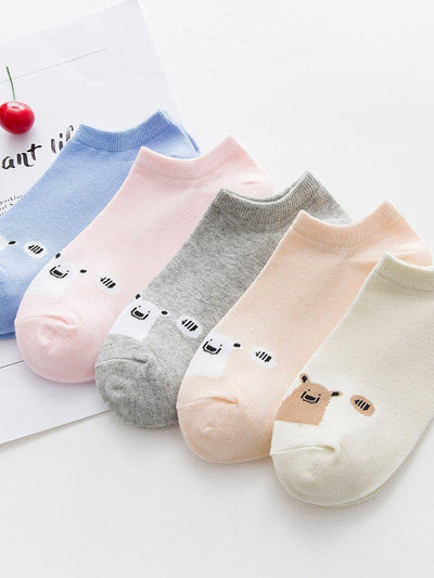 Cat Pattern Invisible Socks 5Pairs-accessories-Des Mess