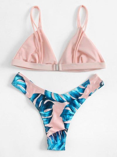 Jungle Print Triangle Bikini Set-swimwear-Des Mess