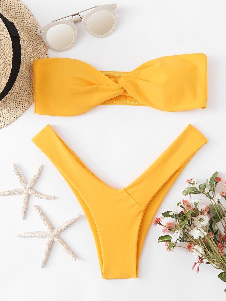 Twist High Leg Bikini Set-swimwear-Des Mess