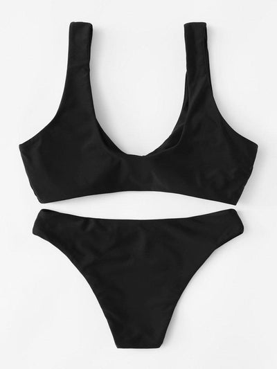 Knot Front Bikini Set-swimwear-Des Mess